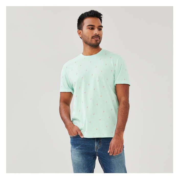 Men's Organic Cotton Crew Neck T-Shirt - Bright Aqua